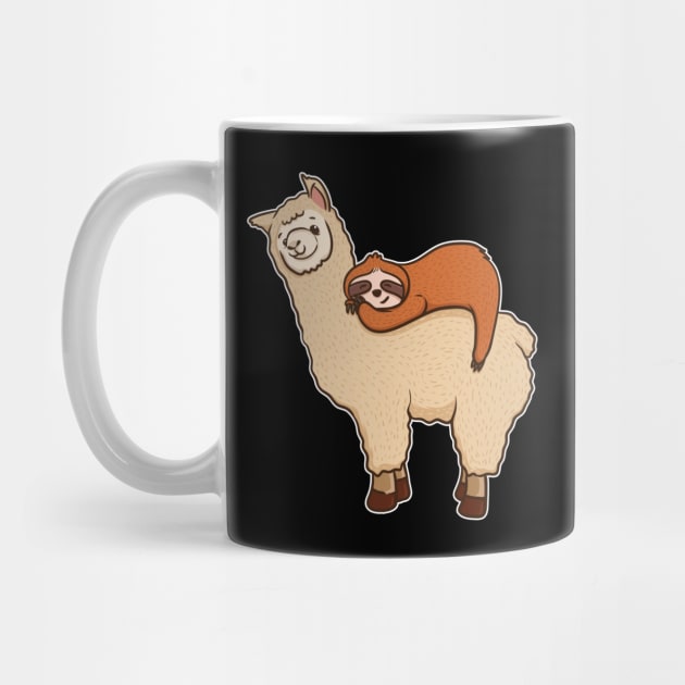 Cute & Funny Sloth Sleeping on Llama Friend by theperfectpresents